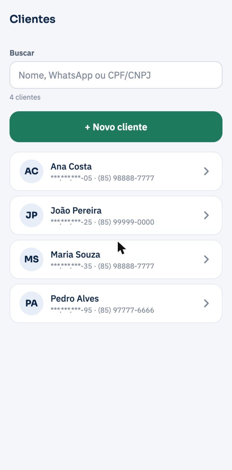 Lista de clientes com busca