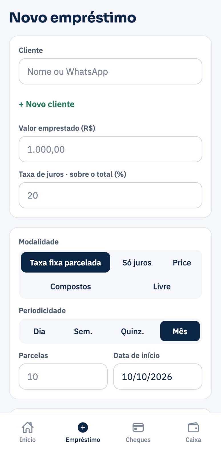 Novo empréstimo: valor, taxa, modalidade e periodicidade